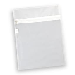A transparent mesh laundry bag with a white zipper, designed for storing delicate items.