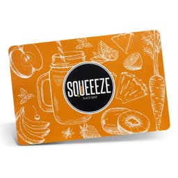 An orange full colour place mat featuring illustrations of fruit, vegetables, and a drink jar, with a logo.
