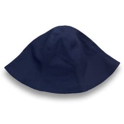A navy blue Byron bucket hat with a wide brim and a simple design. It features a logo on one side.